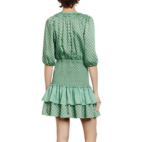 Sandro Women Sivan Smocked Mini Dress Menthe Size 42/10US - Picture 8 of 8